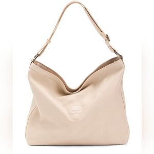 🤍🔹️IO Pelle 🔹️ Latte Macchiato Leather Small  Skull Embossed Hobo Bag